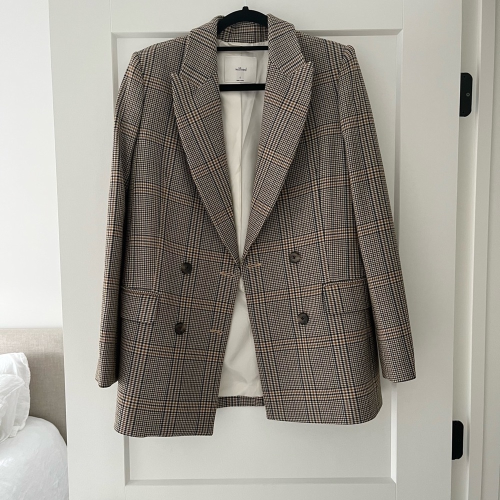 Wilfred Plaid Blazer in Brown and Cream